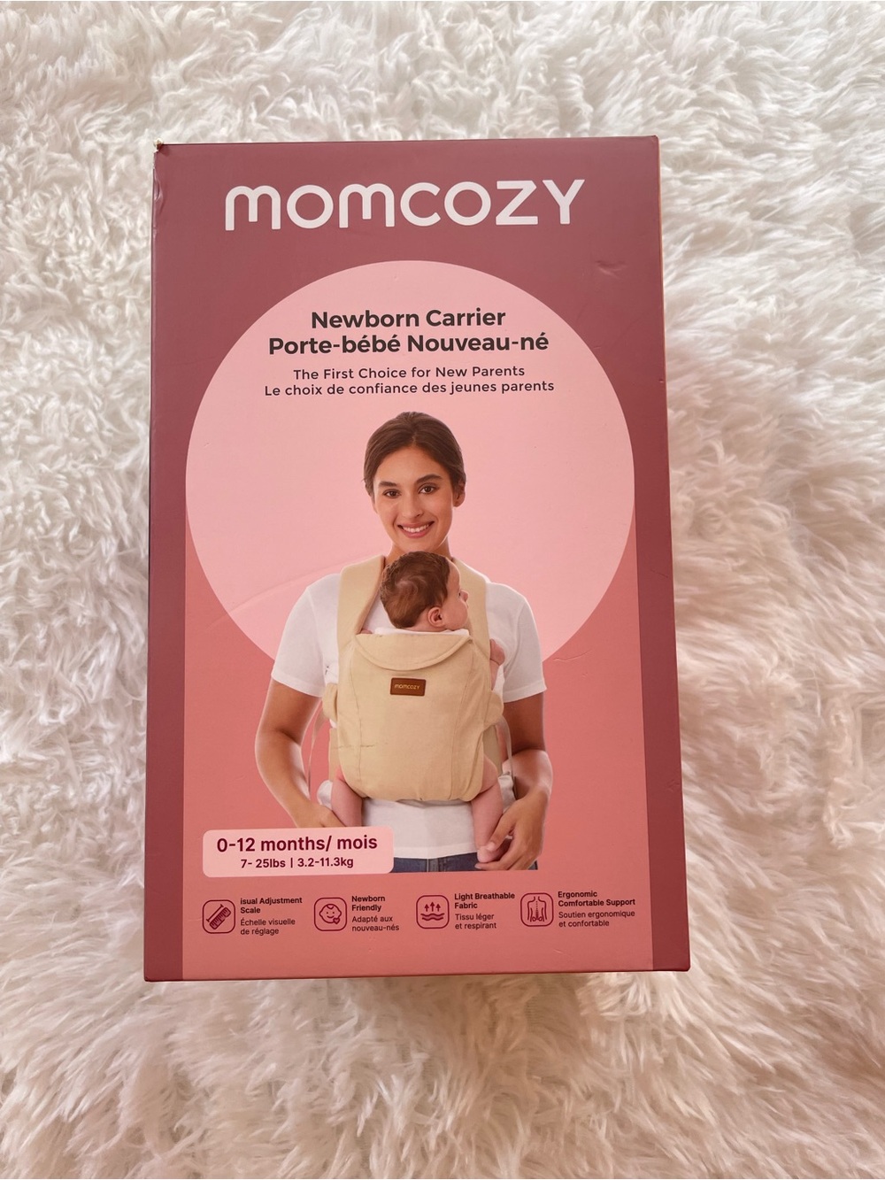 Momcozy Newborn Carrier in black & ivory